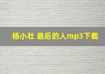 杨小壮 最后的人mp3下载